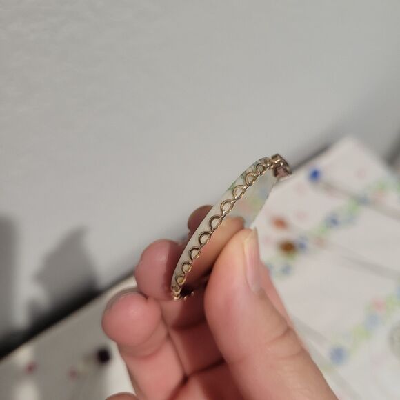 Vintage Victorian Hand Painted Porcelain China Pendant Pink Yellow Blue Roses - Picture 11 of 11